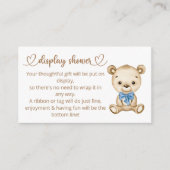 Teddy Bear Baby Boy Bear Baby Dusche Begleitkarte (Vorderseite)