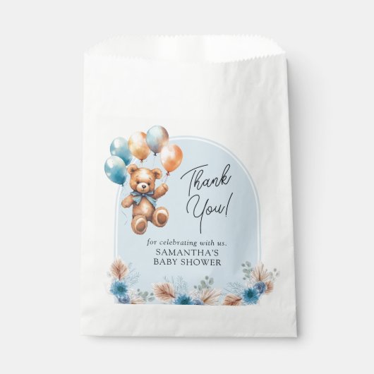 Teddy Bear Baby Boy Danke Baby Dusche Geschenktütchen (Vorderseite)