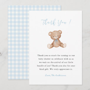 Teddy Bear Baby Boy Dusche Danke Karte
