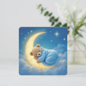 Teddy Bear Baby Boy Dusche Einladung (Stehend Vorderseite)