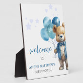 Teddy Bear Baby Boy Dusche Fotoplatte (Seite)