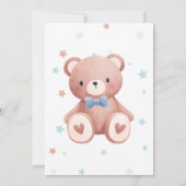 Teddy Bear Baby Boy Shower - Soft Blue Stars Einladung (Rückseite)