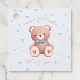 Teddy Bear Baby Boy Shower - Soft Blue Stars Geschenkanhänger