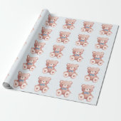 Teddy Bear Baby Boy Shower - Soft Blue Stars Geschenkpapier (Ungerollt)