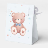 Teddy Bear Baby Boy Shower - Soft Blue Stars Geschenkschachtel (Rückseite)