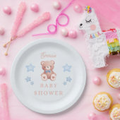 Teddy Bear Baby Boy Shower - Soft Blue Stars Pappteller (Party)