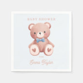 Teddy Bear Baby Boy Shower - Soft Blue Stars Serviette (Vorderseite)