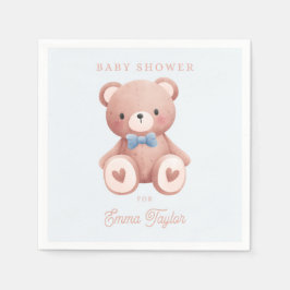 Teddy Bear Baby Boy Shower - Soft Blue Stars Serviette