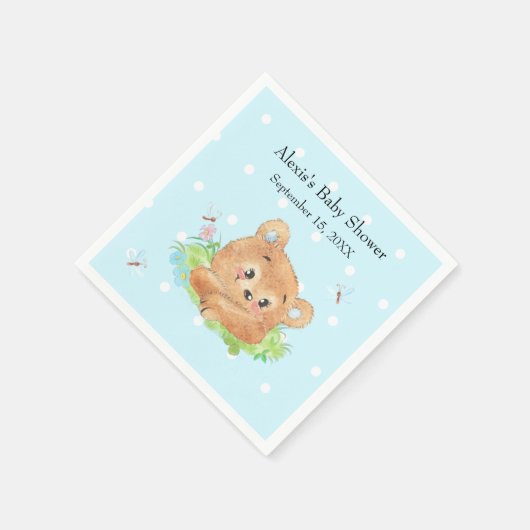 Teddy Bear Baby Boy Theme Serviette (Ecke)