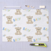 Teddy Bear Baby Boy Watercolor Babydusche Seidenpapier (Handwerk)