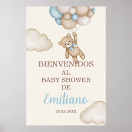 Teddy Bear Baby Dusche Begrüßungszeichen auf Spani Poster