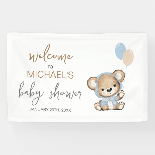 Teddy Bear Baby Dusche Begrüßungszeichen Banner (Horizontal)