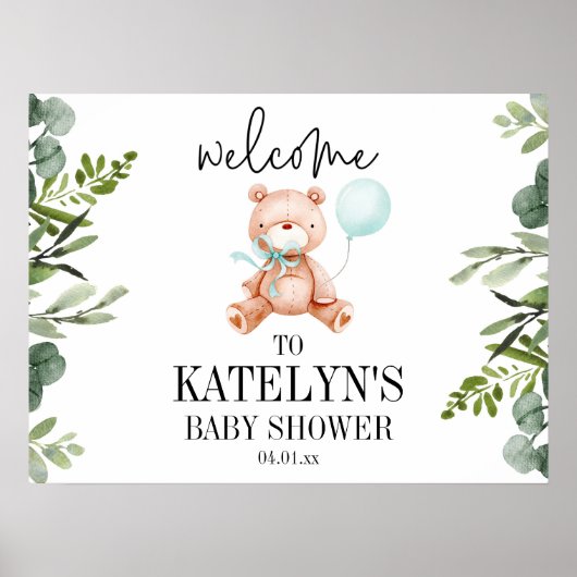 Teddy Bear Baby Dusche Begrüßungszeichen Plakat (Vorne)