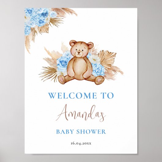 Teddy Bear Baby Dusche Begrüßungszeichen Plakat (Vorne)