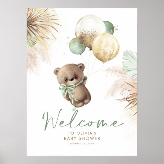 Teddy Bear Baby Dusche Begrüßungszeichen Poster (Vorne)
