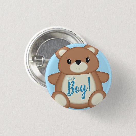 Teddy Bear Baby Dusche Button (Vorne & Hinten)