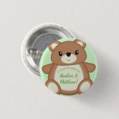 Teddy Bear Baby Dusche Button (Vorne & Hinten)