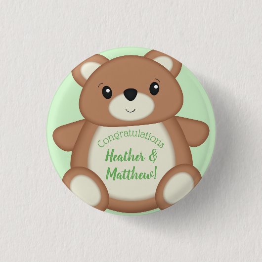 Teddy Bear Baby Dusche Button (Vorderseite)