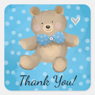 Teddy Bear Baby Dusche Danke Ihnen für die Tags Quadratischer Aufkleber