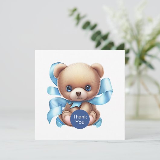 Teddy Bear Baby Dusche Danke Karte (Stehend Vorderseite)