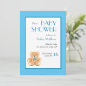 Teddy Bear Baby Dusche Einladung (Stehend Vorderseite)