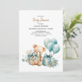Teddy Bear Baby Dusche Einladung (Stehend Vorderseite)