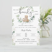 Teddy Bear Baby Dusche Einladung (Stehend Vorderseite)