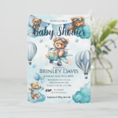 Teddy Bear Baby Dusche Einladung (Stehend Vorderseite)