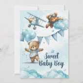 Teddy Bear Baby Dusche Einladung (Rückseite)