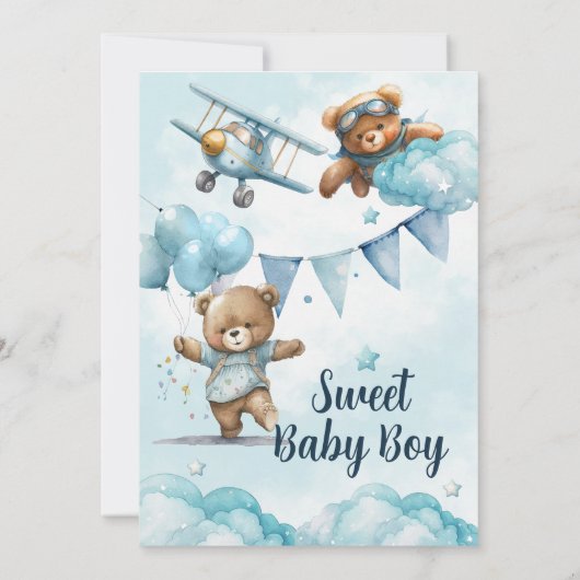 Teddy Bear Baby Dusche Einladung (Rückseite)