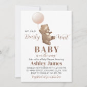 Teddy Bear Baby Dusche Einladung Bärenballon (Vorderseite)