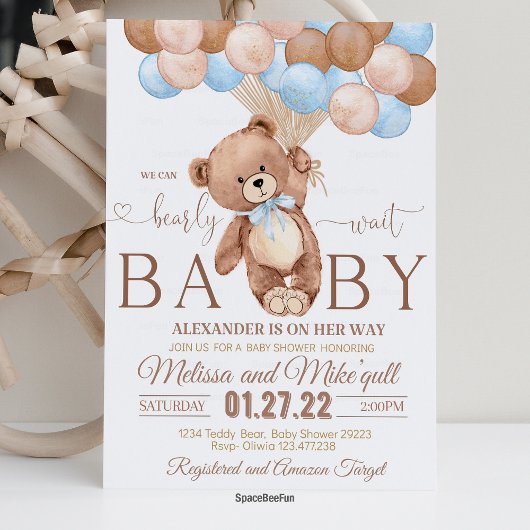 Teddy Bear Baby Dusche Einladung können wir bearly