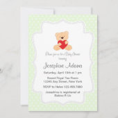 Teddy Bear Baby Dusche Einladung Minze Green (Vorderseite)