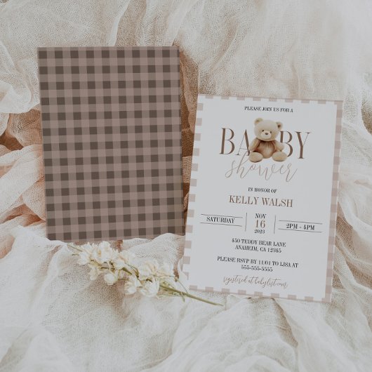 Teddy Bear Baby Dusche Einladung neutraler Bär