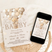 Teddy Bear Baby Dusche frühzeitig abwarten Einladung