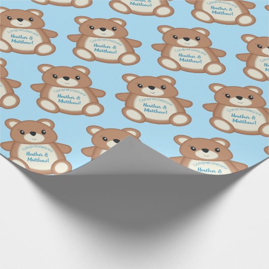 Teddy Bear Baby Dusche Geschenkpapier (Ecke)