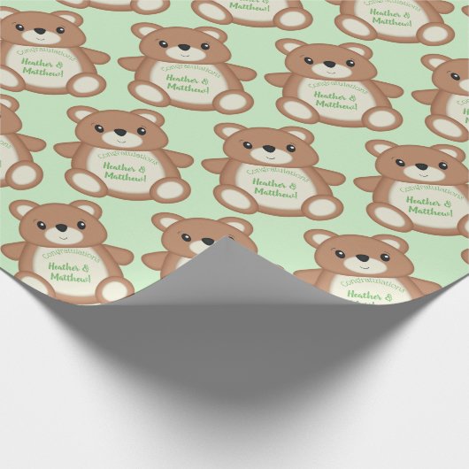 Teddy Bear Baby Dusche Geschenkpapier (Ecke)