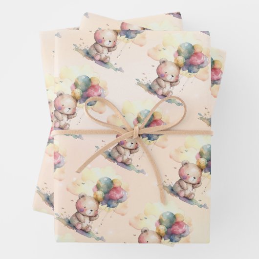 Teddy Bear Baby Dusche Geschenkpapier Set (Beispiel)