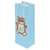 Teddy Bear Baby Dusche Geschenktüte Für Weinflaschen (Rückseite Schrägansicht)