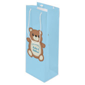 Teddy Bear Baby Dusche Geschenktüte Für Weinflaschen (Vorderseite Schrägansicht)