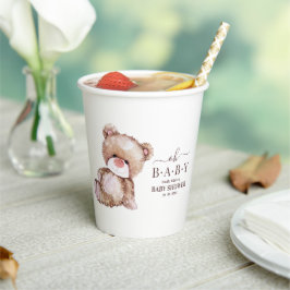 Teddy Bear Baby Dusche, Girl Pink Bear Baby Dusche Pappbecher