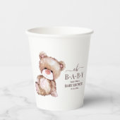 Teddy Bear Baby Dusche, Girl Pink Bear Baby Dusche Pappbecher (Vorderseite)