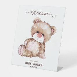 Teddy Bear Baby Dusche, Girl Pink Bear Baby Dusche Sockelschild