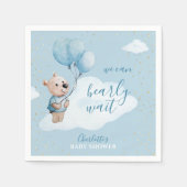 Teddy Bear Baby Dusche Gold & Blue Serviette (Vorderseite)