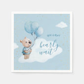 Teddy Bear Baby Dusche Gold & Blue Serviette (Vorderseite)