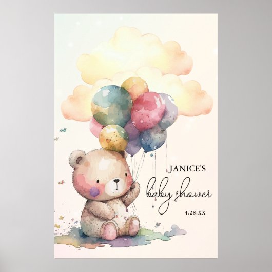 Teddy Bear Baby Dusche groß Poster (Vorne)
