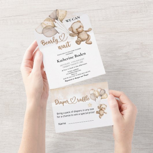 Teddy Bear Baby Dusche in einer Einladung (Abreißen)