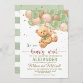 Teddy Bear Baby Dusche mit Balloons Teddy Bear Einladung (Vorne/Hinten)