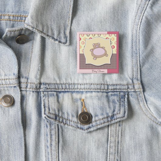 Teddy Bear Baby Dusche mit Retro Circles Button (Beispiel)