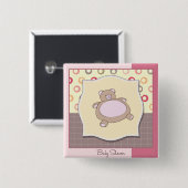 Teddy Bear Baby Dusche mit Retro Circles Button (Vorne & Hinten)